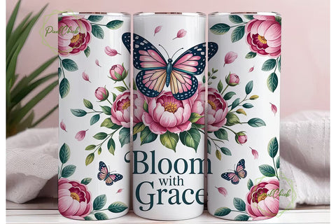 Bloom with Grace 20oz Tumbler Design Sublimation PixelChick 