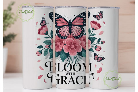 Bloom with Grace 20oz Tumbler Design Sublimation PixelChick 