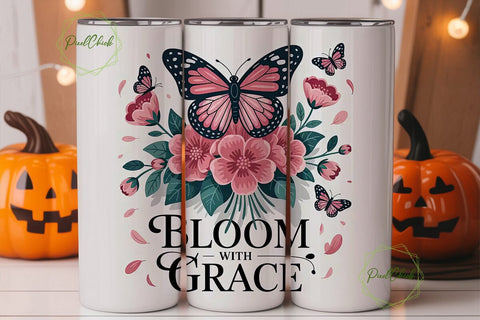 Bloom with Grace 20oz Tumbler Design Sublimation PixelChick 