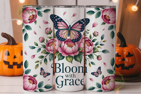 Bloom with Grace 20oz Tumbler Design Sublimation PixelChick 