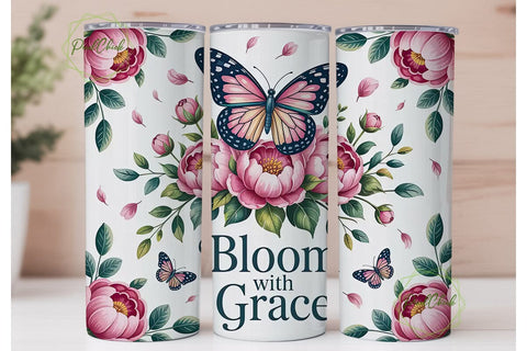 Bloom with Grace 20oz Tumbler Design Sublimation PixelChick 