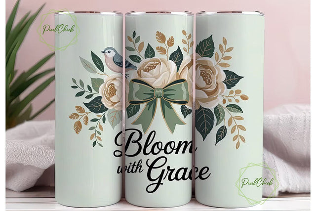 Bloom With Grace 20oz Tumbler Wrap Sublimation PixelChick 