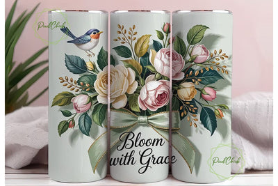 Bloom With Grace 20oz Tumbler Wrap Sublimation PixelChick 