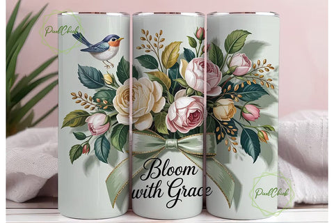 Bloom With Grace 20oz Tumbler Wrap Sublimation PixelChick 