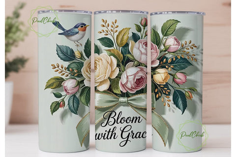 Bloom With Grace 20oz Tumbler Wrap Sublimation PixelChick 