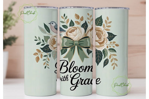 Bloom With Grace 20oz Tumbler Wrap Sublimation PixelChick 