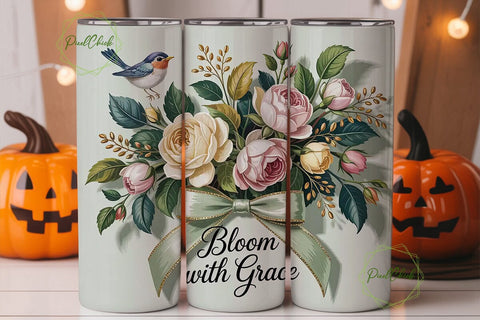 Bloom With Grace 20oz Tumbler Wrap Sublimation PixelChick 