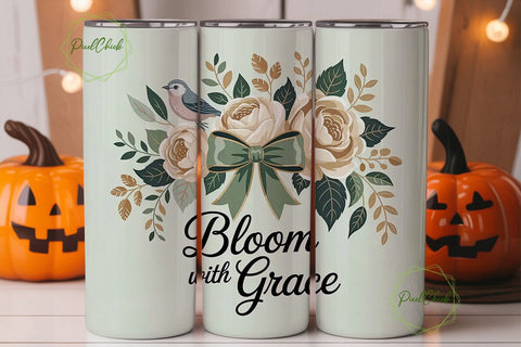 Bloom With Grace 20oz Tumbler Wrap Sublimation PixelChick 