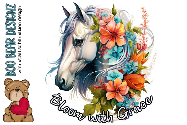 Bloom with Grace, Horse Sublimation Sublimation Boo Bear Designz 
