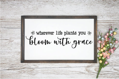 Bloom with Grace I Spring Sign SVG I Farmhouse Spring SVG SVG Happy Printables Club 