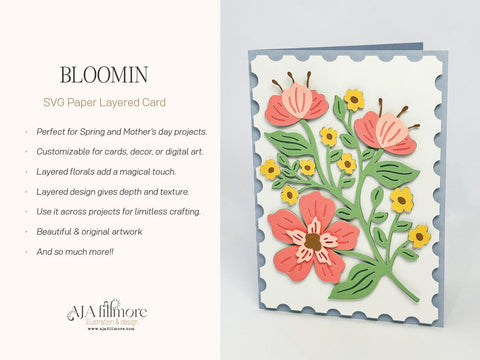 Bloomin Layered Flower Card SVG Aja Nicole Designs 