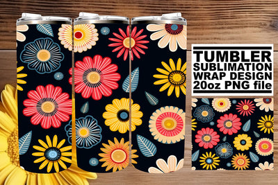 Blooming 3D Flower Pattern Tumbler - Spring Vibes Sublimation afrosvg 