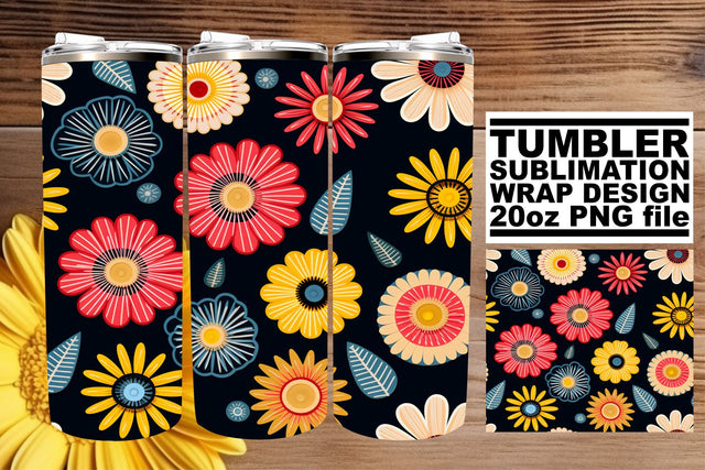 Blooming 3D Flower Pattern Tumbler - Spring Vibes Sublimation afrosvg 
