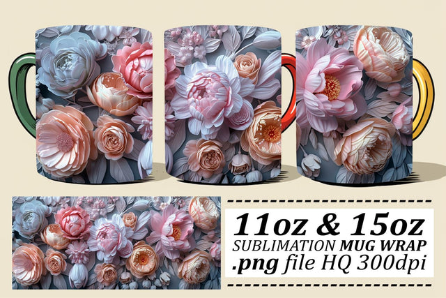 Blooming Blossoms Cup Design - Vibrant Sublimation Charm Sublimation afrosvg 