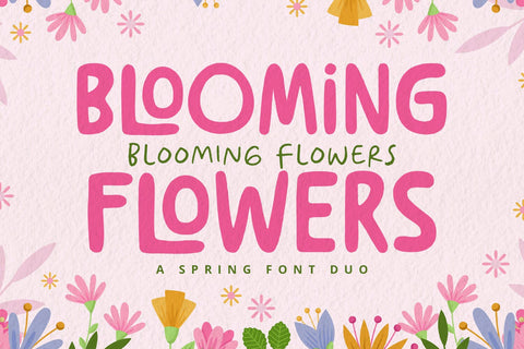 Blooming Flowers - Font Duo Font Alpaprana Studio 