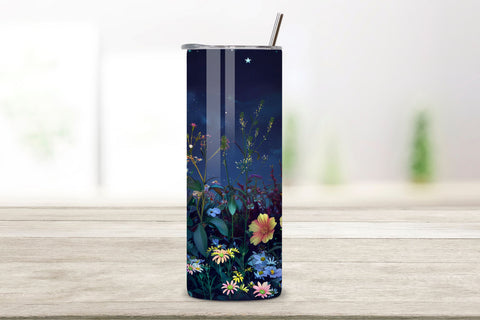 Blooming Spring 3D Tumbler Design, Spring Bloom Night Sky, 3D Spring Landscape Tumbler Design, Digital PNG Wrap for Sublimation, Scenic Mountain Field Graphic Sublimation FloridPrintables 