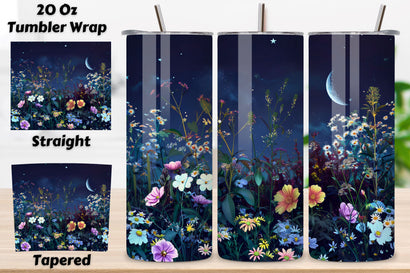 Blooming Spring 3D Tumbler Design, Spring Bloom Night Sky, 3D Spring Landscape Tumbler Design, Digital PNG Wrap for Sublimation, Scenic Mountain Field Graphic Sublimation FloridPrintables 