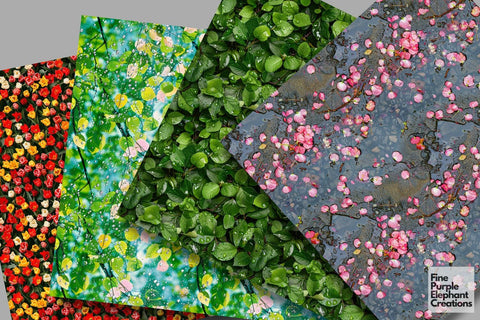Blooming Spring Texture Digital Paper - Floral Flower Scrapbook Digital Pattern Fine Purple Elephant Creations 
