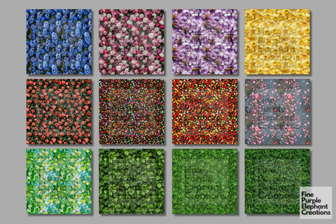 Blooming Spring Texture Digital Paper - Floral Flower Scrapbook Digital Pattern Fine Purple Elephant Creations 