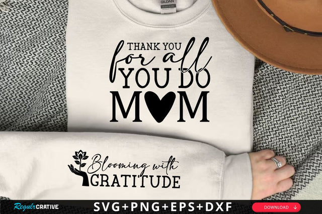 Blooming with Gratitude Sleeve SVG Design, Inspirational sleeve SVG, Motivational Sleeve SVG Design, Positive Sleeve SVG SVG Regulrcrative 