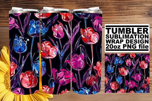 Blossom Beauty Tumbler Wrap: Vibrant Petals Sublimation afrosvg 
