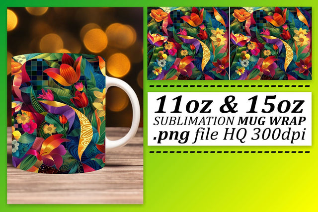 Blossom Bliss Mug Wrap Sublimation afrosvg 