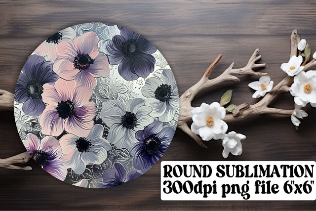 Blossom Circle Sublimation Bundle: Keychain, Car Coaster, Ornament Set Sublimation afrosvg 