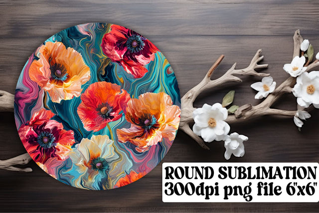 Blossom Circle Sublimation Kit: Keychain, Coaster, Floral Designs Sublimation afrosvg 