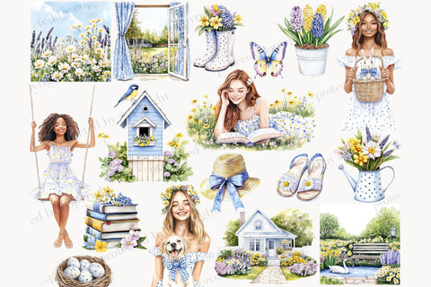 Blossom Clipart Collection | Pastel Spring PNG Bundle SVG GlamArtZhanna 