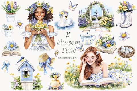 Blossom Clipart Collection | Pastel Spring PNG Bundle SVG GlamArtZhanna 