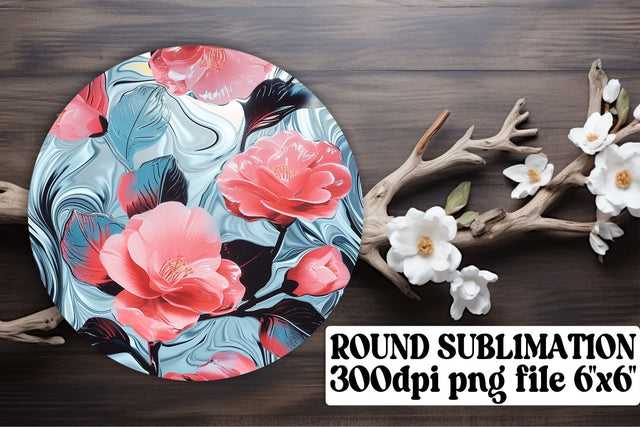 Blossom Design Sublimation: Keychain, Car Coaster, Circular Ornaments Sublimation afrosvg 