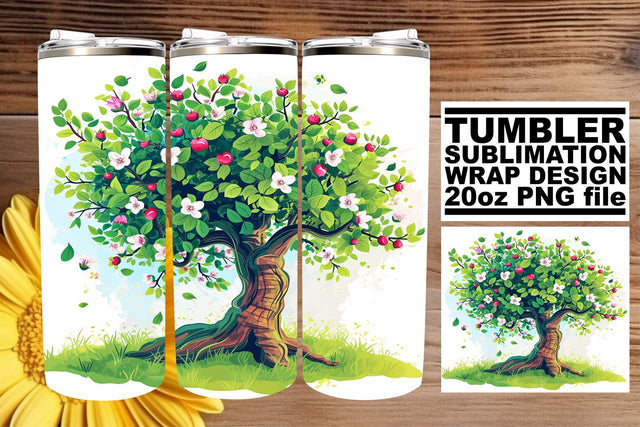 Blossom in Style: Tree Pattern Tumbler Sublimation - 20oz Sublimation afrosvg 