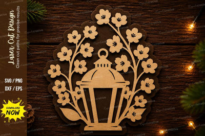 Blossom Lantern Wreath Laser Cut Svg Design SVG Regulrcrative 