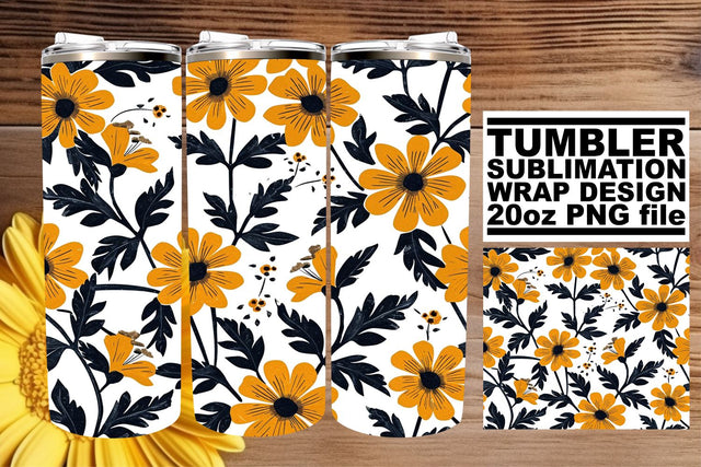 Blossom with Style: Floral Tumbler Wrap 20oz Sublimation afrosvg 