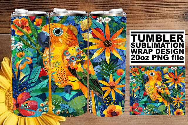 Blossoming Avian Bliss Tumbler Wrap - 20oz Sublimation Sublimation afrosvg 