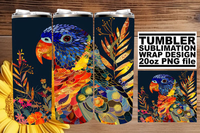 Blossoming Avian Delight Tumbler Wrap - 20oz Sublimation Sublimation afrosvg 
