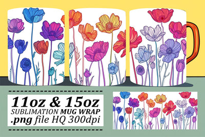 Blossoming Flower Patterned Mug Sublimation afrosvg 