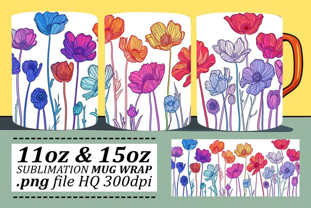 Blossoming Flower Patterned Mug Sublimation afrosvg 