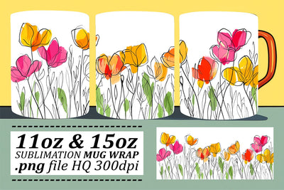 Blossoming Flower Patterned Mug Sublimation afrosvg 