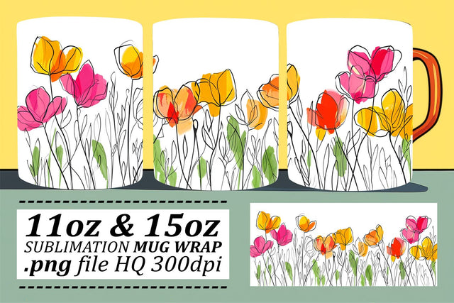 Blossoming Flower Patterned Mug Sublimation afrosvg 