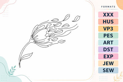 Blowing Flower Line Art Embroidery Design Embroidery/Applique DESIGNS sg embroidery 
