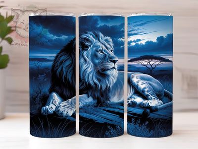 Blue African Lion 20oz Tumbler, Blue Design, Wildlife Tumbler, 20oz Sublimation, PNG Design, Safari Mug, Animal Gift Sublimation Lara' s Designs 