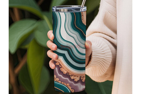 Blue Agate 20oz Tumbler Wrap Sublimation DesignSVG 