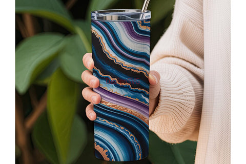 Blue Agate 20oz Tumbler Wrap Sublimation DesignSVG 