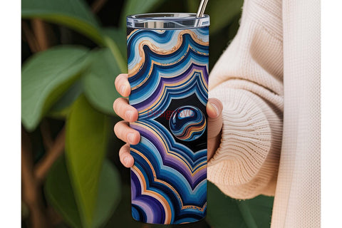 Blue Agate 20oz Tumbler Wrap Sublimation DesignSVG 