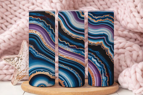 Blue Agate 20oz Tumbler Wrap Sublimation DesignSVG 