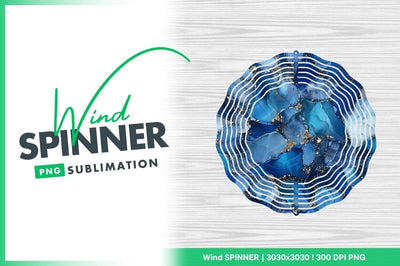 Blue alcohol ink effect wind spinner round design Sublimation Regulrcrative 