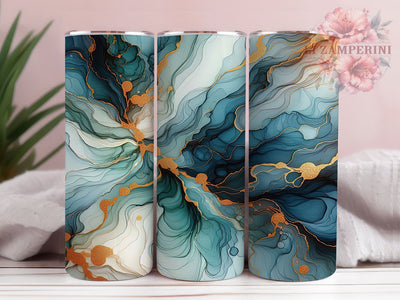 Blue Alcohol Ink Glitter Tumbler Wrap, Blue White Ink Tumbler, Glitter Ink Sublimation, Abstract Alcohol Ink Cup, Elegant Glitter Drinkware, Modern Ink Art Mug, Shimmer Ink Digital Sublimation Li Zamperini 