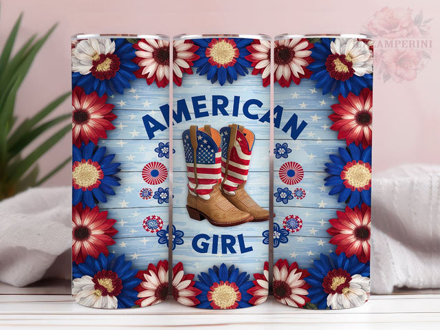 Blue American GIRL 20oz Tumbler Wrap PNG, 4th of July Tumbler Png, Straight & Tapered Tumbler Wrap, Instant Digital Download Sublimation Li Zamperini 