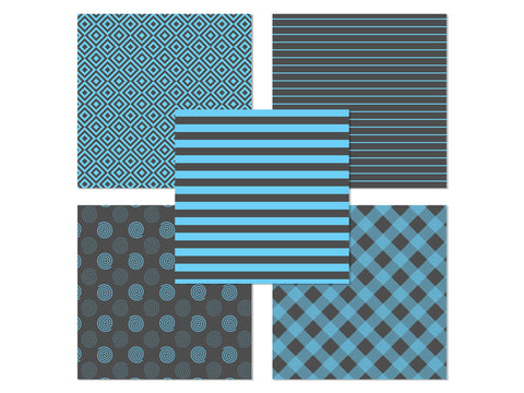 Blue and Gray Digital Paper Pack Digital Pattern LKM DigiDesigns 
